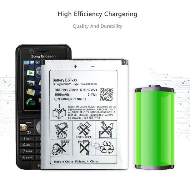BST-33 BST33 Mobile Phone Battery For Sony Ericsson K800i K810i C702 C903 F305 G900 K550i K630i K660i W100I T700 T715