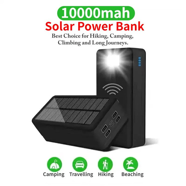 Solar Power Bank 30000mAh Solar Charging Mobile Phone Wireless Charging Large Capacity Battery External Battery Fast Charging