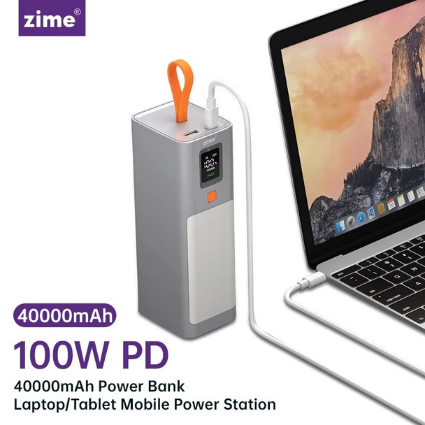Zime 100W Power Bank 40000mAh USB Type C PD Fast Charging Powerbank External Battery Portable Charger for Mobilephone Laptop