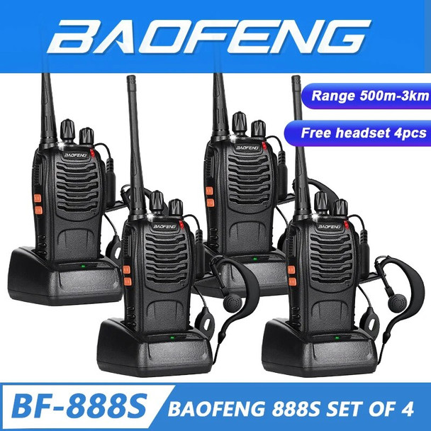 BaoFeng 888S Walkie Talkies Adults Long Range Rechargeable Ham Radio Station Earpiece MIC 16 Channels Handheld Walkie Walkie