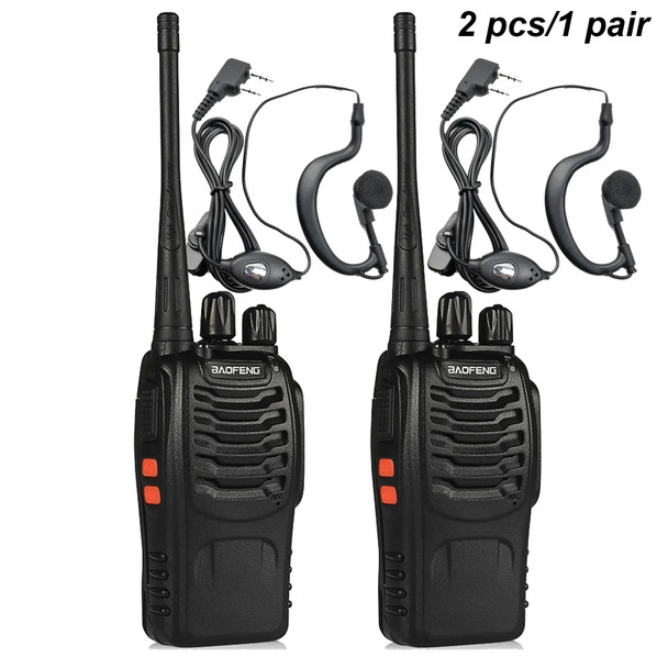 wholesale walkie talkie 2pcs BF 888s UHF 400-470MHz long range two way radios baofeng 16 channels USB charging with earpiece