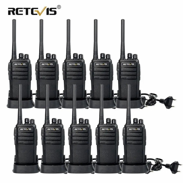 10pcs Handhedl Radio Walkie Talkies Retevis RT21 2.5W 16CH UHF VOX Scrambler Portable Radios For Restaurant Hotel Hunting+Cable