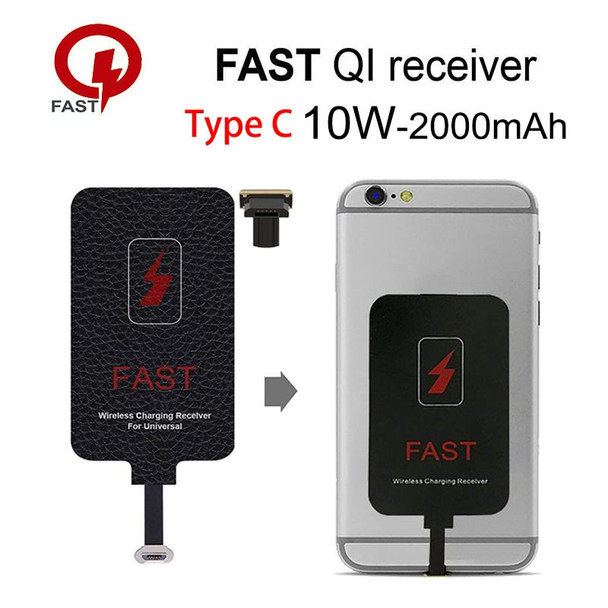 10W Qi Wireless Charging Receiver For iPhone Micro USB Type C Universal Fast Wireless Charger Adapter For Samsung Huawei Xiaomi