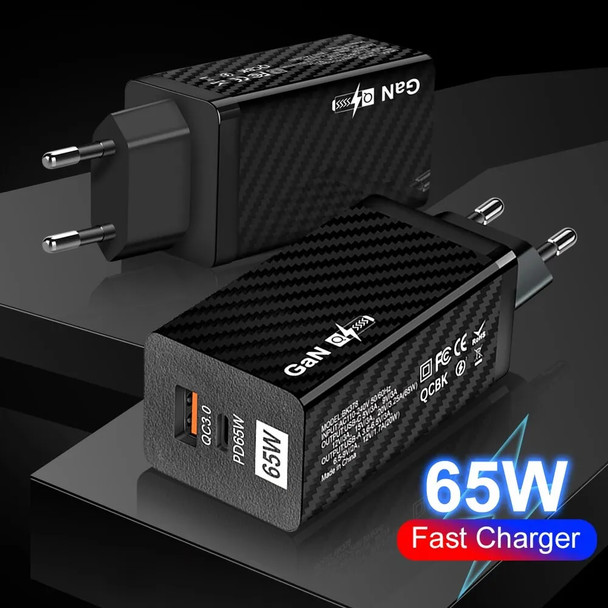 65W GaN Charger QC 3.0 PD 3.0 Quick Charge Fast Charging For iPhone 13 14 Pro Xiaomi Type C PD USB Mobile Phone Charger