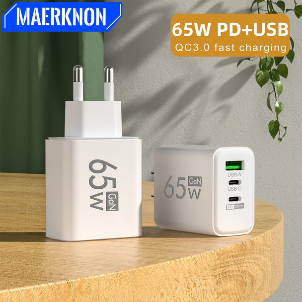 GaN Charger 65W USB C Charger Fast Charging For IPhone 14 15 Pro Max Mobile Phone Charger For Samsung Huawei Xiaomi Quick Charge