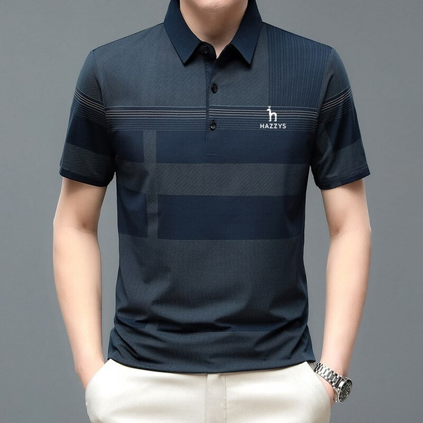 2023 Summer Hazzys Short Sleeve Men's High quality Lapel Print