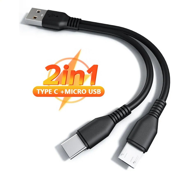 2 in 1 USB Type C Micro USB C Cable Mobile Phone Fast Charging Cable For Huaiwei Samgsung Xiaomi Type C Charge Cord Wire