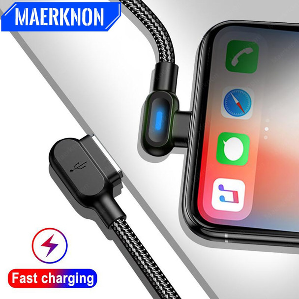 90 Degree LED Micro USB Cable Fast Charger Andriod Mobile Phone Microusb Charge Data Cord Charging For Samsung S7 Xiaomi Redmi