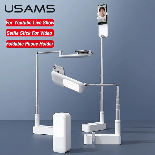 USAMS Phone Holder Selfie Fill Light For Video Conference Youtube Live Portable Stand Holder For iPhone 14 Pro Max Xiaomi Huawei