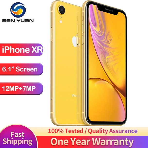 Original Apple iPhone XR 4G LTE USED Mobile Phone Unlocked 6.1" Display 3GB RAM 64GB/128GB/256GB ROM 12MP Camera IOS CellPhone