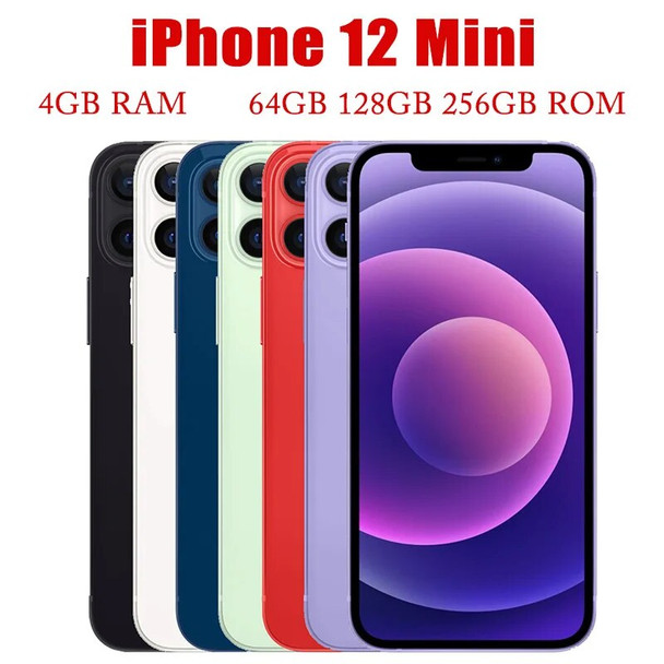 Apple iPhone 12 Mini iPhone12 Mini 5G 5.4" A2176 A2399 Unlocked Genuine RAM 4GB ROM 64/128/256GB A14 IOS Face ID