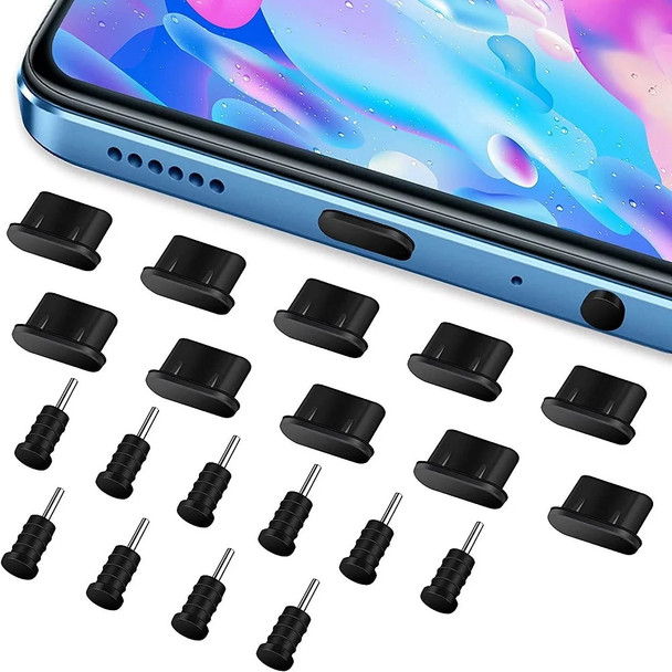 10pcs Dust Plug Dust Cap Data Plug Charging Port Headphone Plug Silicone Suitable for Android TYPE-C Mobile Phone Iphone