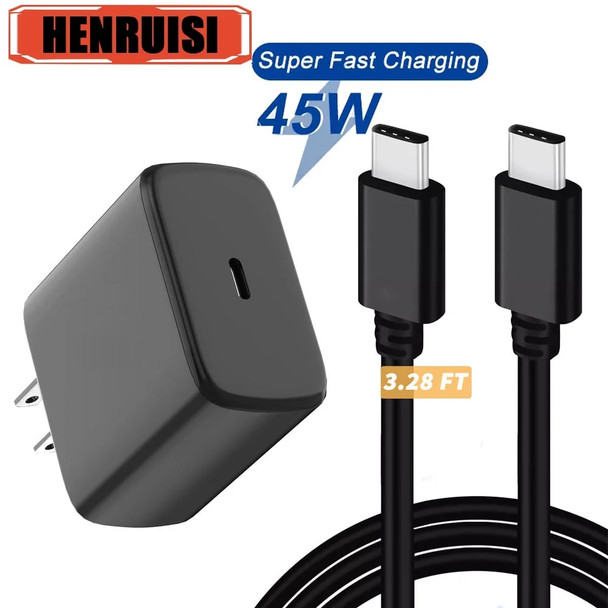 45W Super Fast Charger USB C Charger 3.28ft Type C Cable Fast Charging Android Phone Charger for Samsung Galaxy S23 S22 Ultra