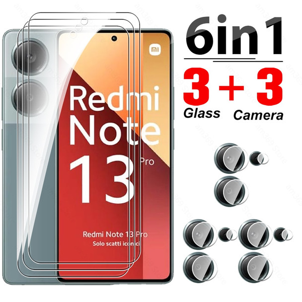 6in1 Tempered Glass Case For Redmi Note 13 Pro 4G Screen Protector For Xiaomi Redmi Note13 13Pro Note13Pro 5G Lens Protect Film