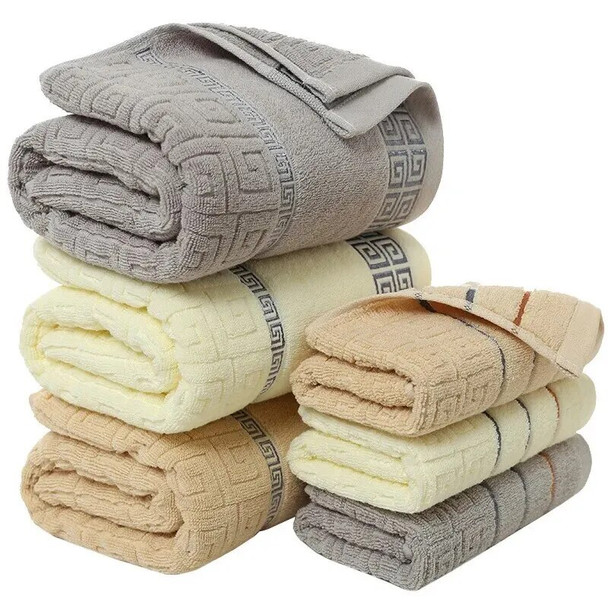 3PCS Set 100% Cotton Bathroom Towels Set Luxury Embroidered 1PCS 70x140cm Bath Towel 2PCS 35x75cm Multifunction Quick Dry Towels