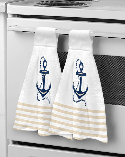 Nautical Anchor Hand Towels Microfiber Absorbent Soft Children Towel Handkerchief Bathroom Kitchen Dishcloth