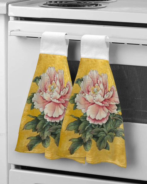 Pink Blooming Peony Hand Towels Microfiber Absorbent Soft Children Towel Handkerchief Bathroom Kitchen Dishcloth