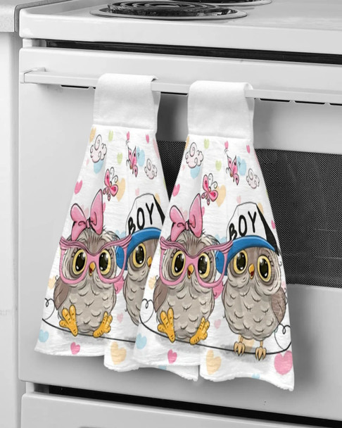 Two Cute Owls Hand Towels Microfiber Absorbent Soft Children Towel Handkerchief Bathroom Kitchen Dishcloth