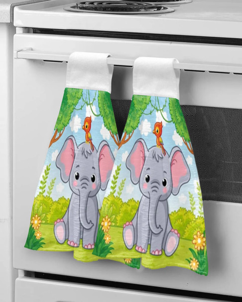 Little Cute Elephant Hand Towels Microfiber Absorbent Soft Children Towel Handkerchief Bathroom Kitchen Dishcloth