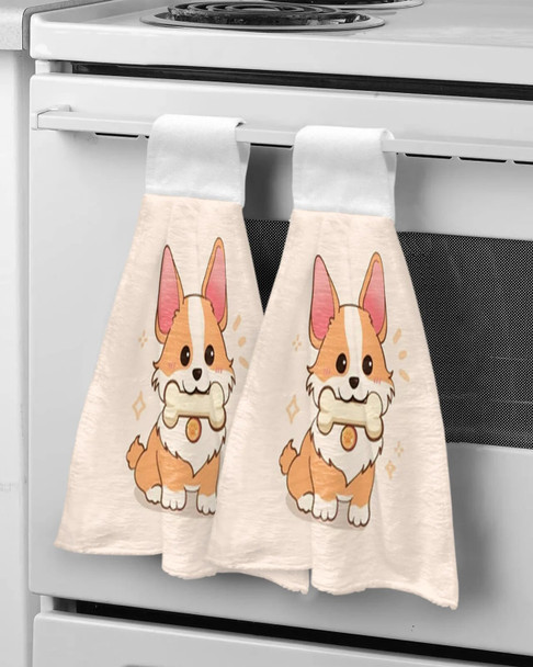 Cute Corgi Cartoon Hand Towels Microfiber Absorbent Soft Children Towel Handkerchief Bathroom Kitchen Dishcloth