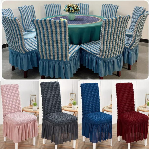 Elastic Bubble Lattice Chair Cover for Dining Room Kitchen Wedding Hotel Banquet Restaurant Anti-dirty Seat Cover With Skirt
