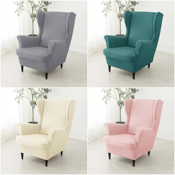 Elastic Wing Chair Covers Stretch Spandex Wingback Armchair Covers Single Relax Sofa Protector Cover with Seat Cushion Cover