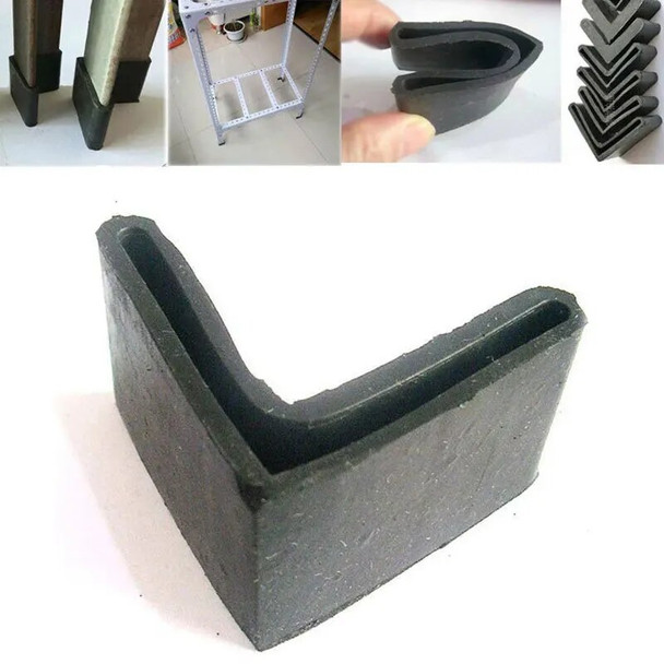 1pc Black Rubber Cover L-shaped Triangle Angle Iron End Cap Anti Scratch Shelf Table Non-slip Chair Feet Leg Pad Floor Protector