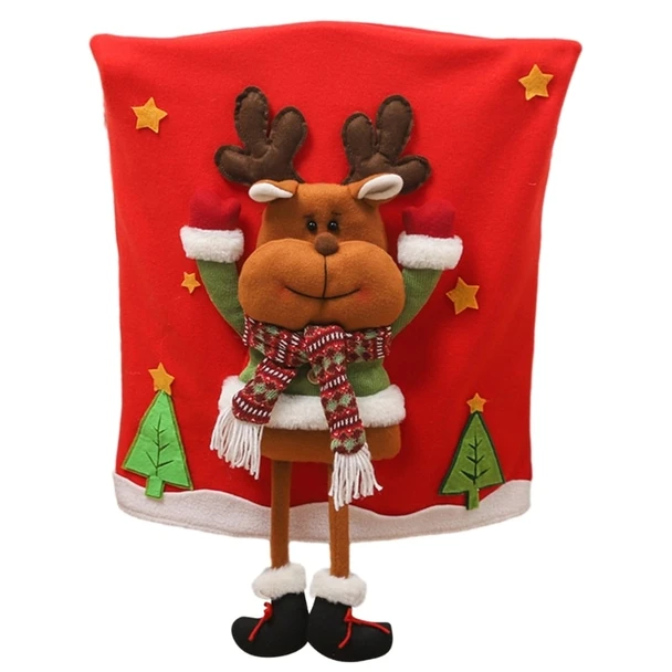 Christmas Chairs Back Cover Cartoon Santa Chair Covers forXmasHoliday Celebration New Year Party Decoration
