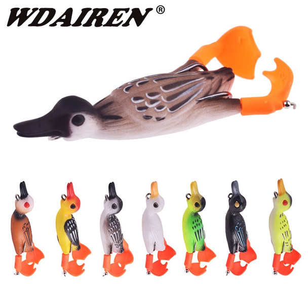 Topwater Ducking Silicone Fishing Soft Lures 9cm 11.5g Bass Frog Double Propeller Flipper Duck Wobblers Artificial Rubber Bait​