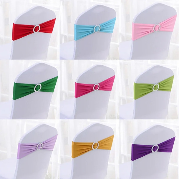 50pcs/lot Stretch Lycra Spandex Chair Covers Bands With Buckle Slider For Wedding Decorations Wholesale Chair Sashes Bow