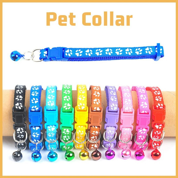 1pc Cute Bell Collar For Cats Dog Collar Teddy Bomei Dog Cartoon Funny Footprint Collars Pet Bell Collar Home Pet Supplies