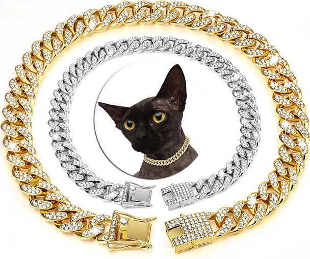Luxury Pet Rhinestone Necklace Jewelry Puppy Cat Chain Collar Wedding Prom Costume Accessories for Cats Small Medium Large Dogs