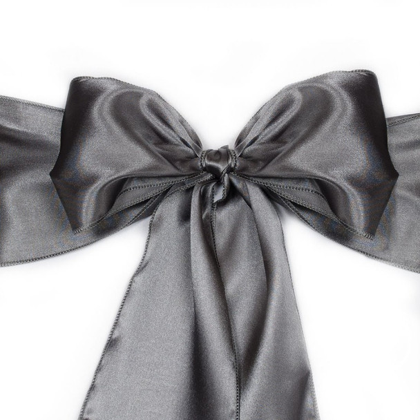 100Pcs Satin Charcoal Elegant Chair Sashes Bow Back Tie Table Runner For Wedding Party Banquet Decor Free Shipping