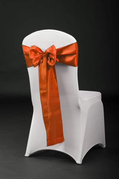 HAORUI 100 Cheap Orange Satin Chair Sash Bands For Wedding Party Restaurant
