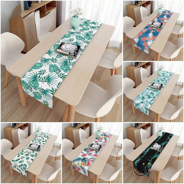 Plant Leaves Printed Table Runner Tropical Rainforest Flowers Green Leaves Pattern Wedding Decoration Table Runners Table Cloth