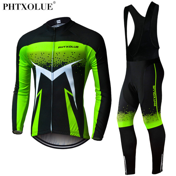 Phtxolue Breathable Long Sleeve Cycling Set Mountain Bike Clothing
