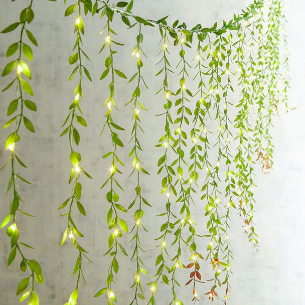 Artificial Ivy Willow Garland Fake Vines Lights String Green Hanging Plant for Wall Party Wedding Home Indoor Outdoor Decoration