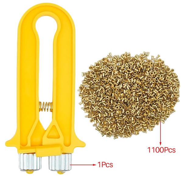 1 Pcs Frame Tensioner & 1100 Pcs Copper Eyes Box Threading Hole Beekeeping Combo Tools Beekeeping Beekeeper Equipment Supplies