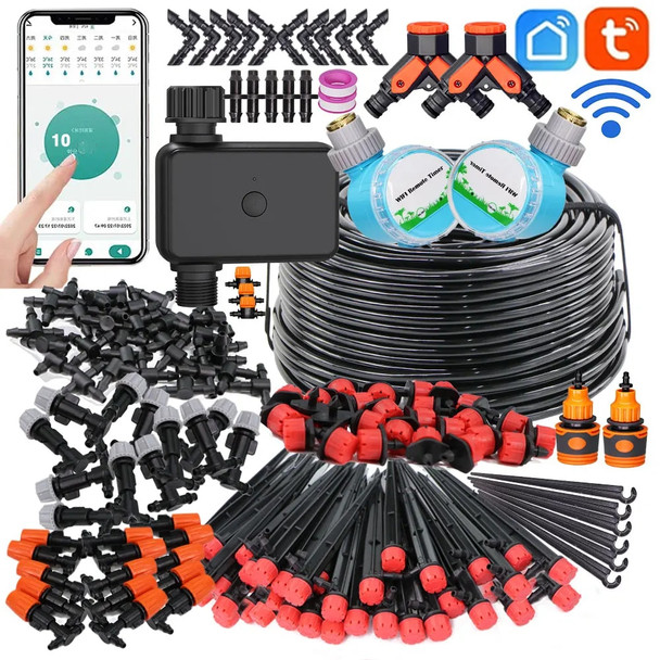 30-50M Smart Garden Watering System Adjustable Dropper Misting Cooling Nozzles Fitting Greenhouse Automatic Irrigation Equipment