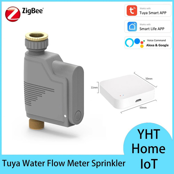 Tuya ZigBee Smart Wireless Watering Timer Irrigation System Garden Watering Valve Programmable Hose Faucet Sprinkler Timer Alexa