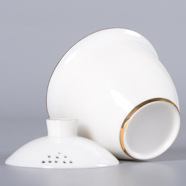 Tea Pot Gaiwan with Filter Cover Bowl Cup White Ceramic Kung Fu Tea Set Teacup Teapot Infuser Tureen Tibetan Coffeeware Teaware