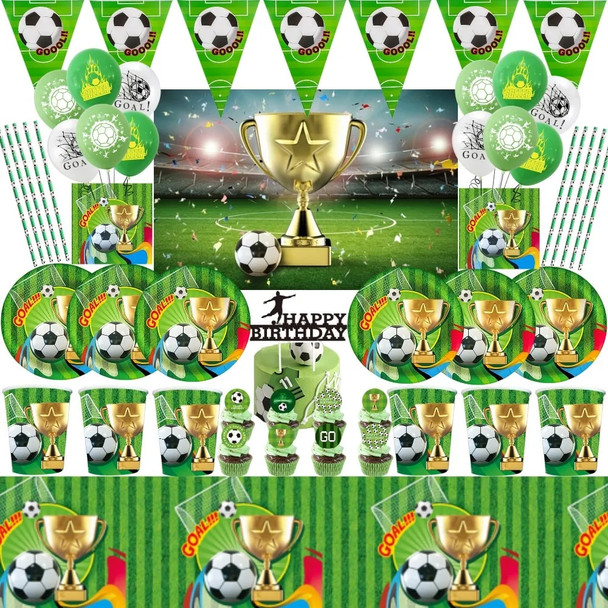 Football Soccer Birthday Party Decoration Boys Disposable Tableware Balloon Cup Plate Tablecloth Kids Baby Shower Party Supplies