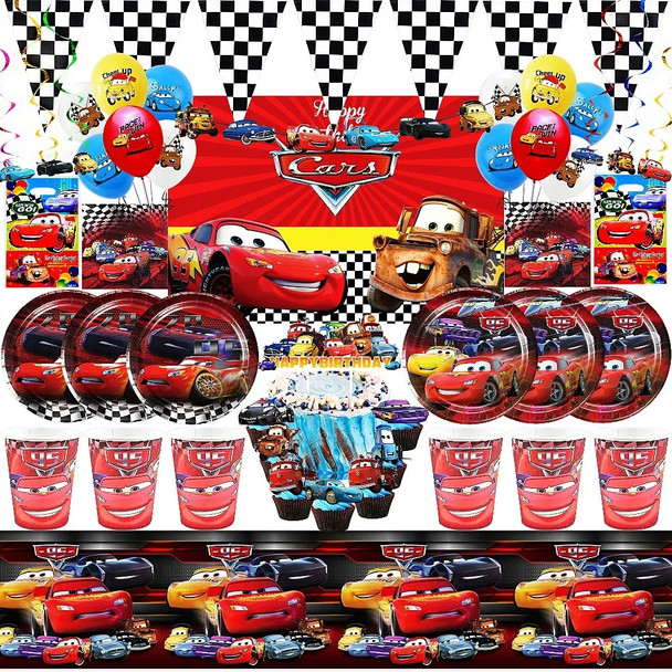 Disney Cars Birthday Party Decorations Lightning Mcqueen Disposable Tableware Banner Balloon Kid Baby Shower Race Party Supplies