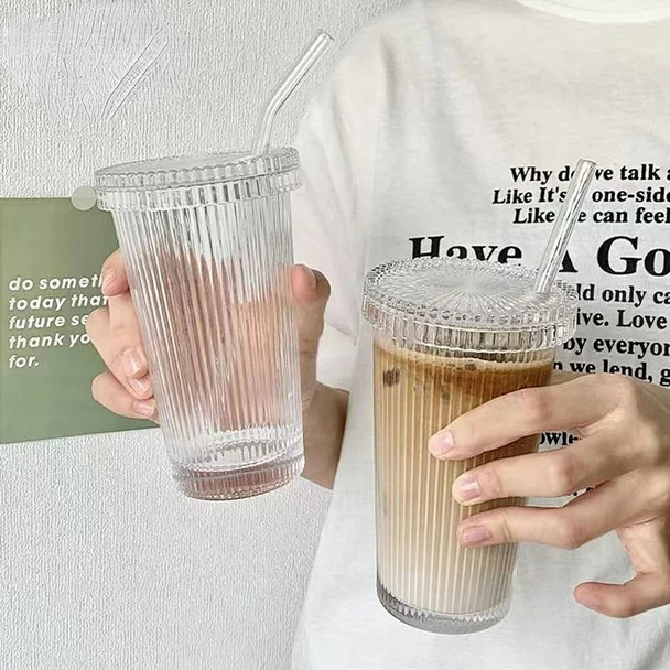 375Ml Stripe Glass Cup with Lid Straw Japanese Style Drinking Chic Mugs Milk Coffee Drinkware Tea Birthday Gifts whiskey Glasses 375Ml Stripe Glass Cup with Lid Straw Japanese Style Drinking Chic Mugs Milk Coffee Drinkware Tea Birthday Gifts whiskey Glasses