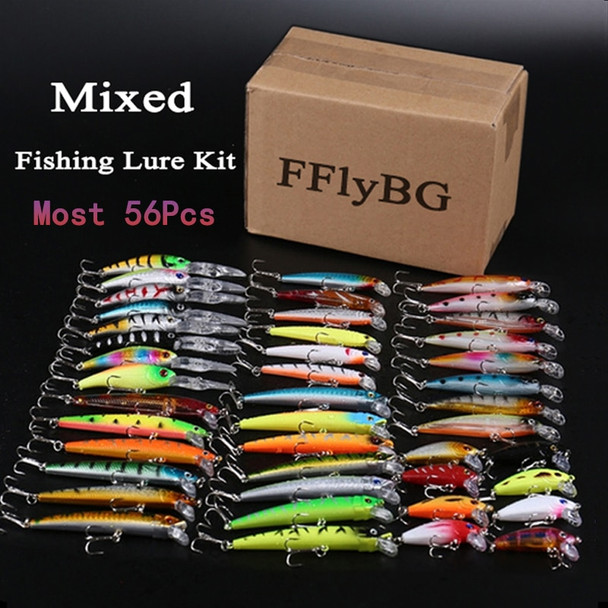 56/43/30/20/10/5Pcs Fishing Lures Kit Crankbait Tackle Minnow Popper Pencil Swimbaits Hook Freshwater Saltwater Hard Baits Set