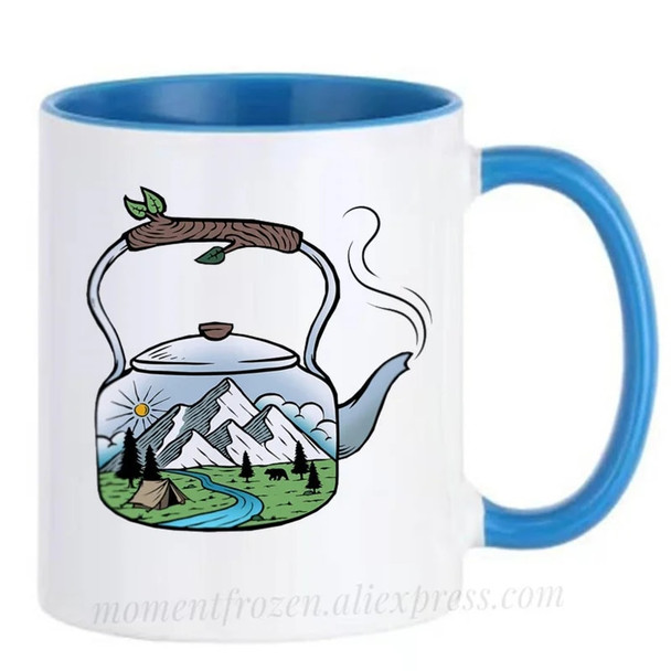 Camping Mugs Bonfire Campfire Cups Travel Hiking Teapot Teaware Coffee Mugen Coffeeware Home Decal Funny Gift Idea Drinkware