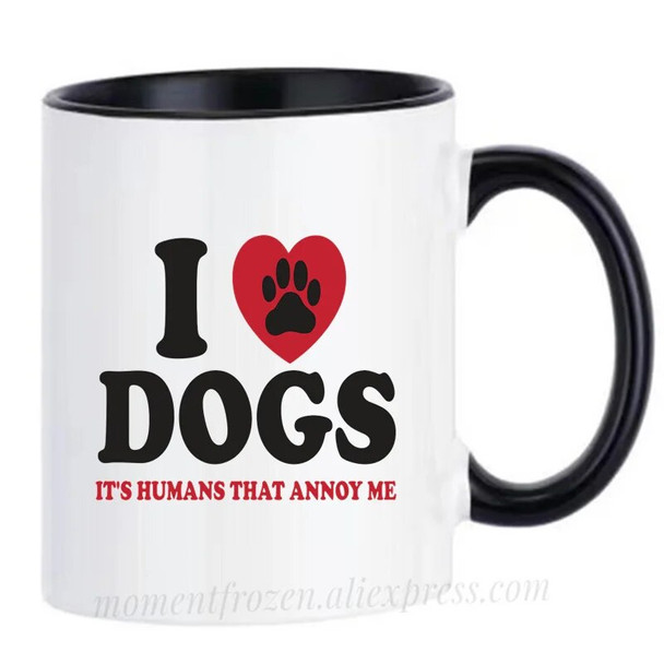 Funny I Love Dogs Mugs Handle Tea Coffee Cups Creative Milk Drinkware Personality Morph Coffeeware Home Decor Birthday Gifts