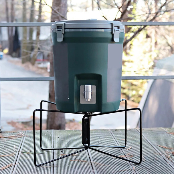Ice Box Holder Foldable Portable Fridge Ice Box Stand Stainless Steel Anti-Slip Picnic BBQ Bucket Bracket for Outdoor BBQ Picnic