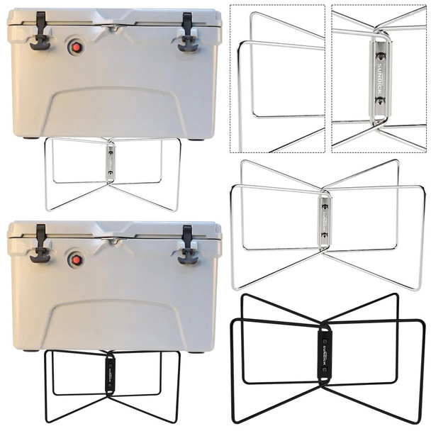 Outdoor Camping Ice Box Holder Rack Stainless Steel Portable Ice Box Holder Foldable Anti-Slip Picnic BBQ Bucket Support