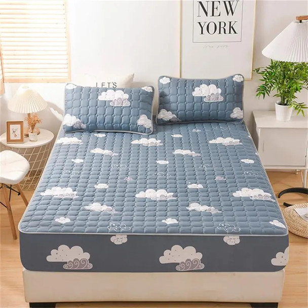 Thick Quilted Elastic Fitted Sheet Soft Breathable Mattress Cover Latex Cushion Cover Non-slip Washable Queen Mattress Protector Thick Quilted Elastic Fitted Sheet Soft Breathable Mattress Cover Latex Cushion Cover Non-slip Washable Queen Mattress Protector